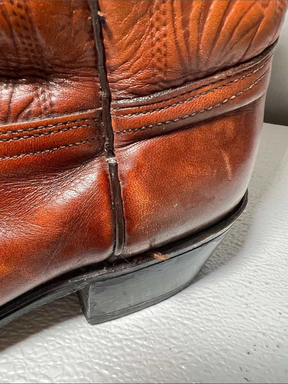 Men's Western Pull-On Cowboy Boots - Tan Leather